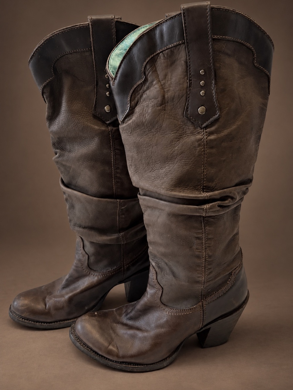 Corral Brown Leather Slouch Western Cowboy Boots Size 7